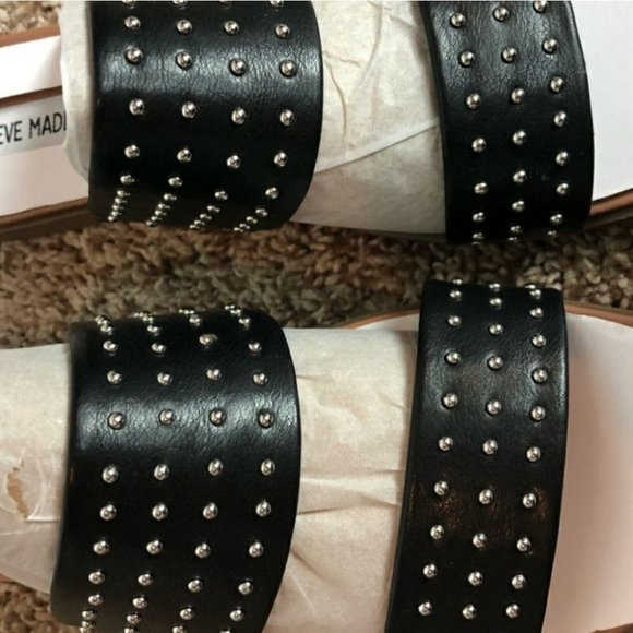NEW STEVE MADDEN DEDE STUDDED SLIDE SANDALS - Picture 7 of 9